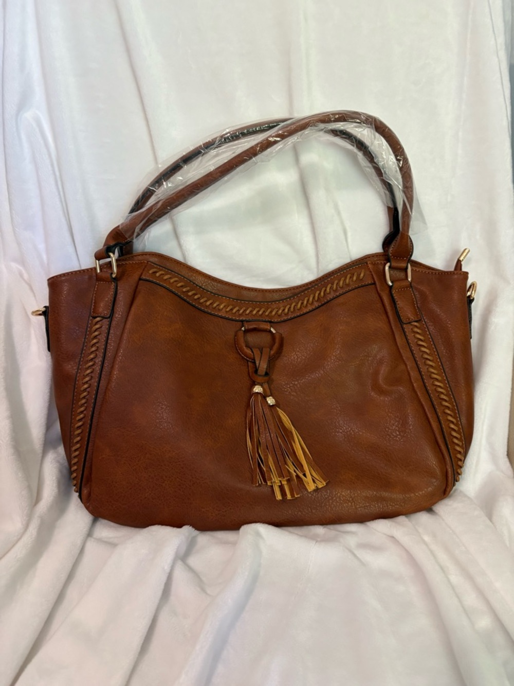 Grace’s Bags Women's Brown Real Leather Tassel Shoulder Bag